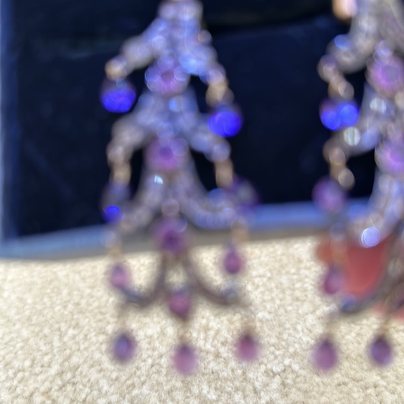 Genuine Amethyst and diamond pagoda earrings - Picture 2 of 8